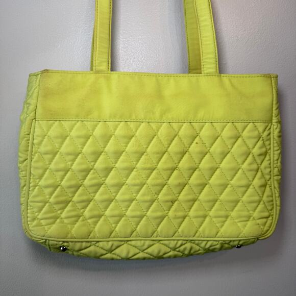 Vera Bradley Lime Green Quilted Microfiber Shoulder Bag Purse with Toggle - Picture 12 of 13